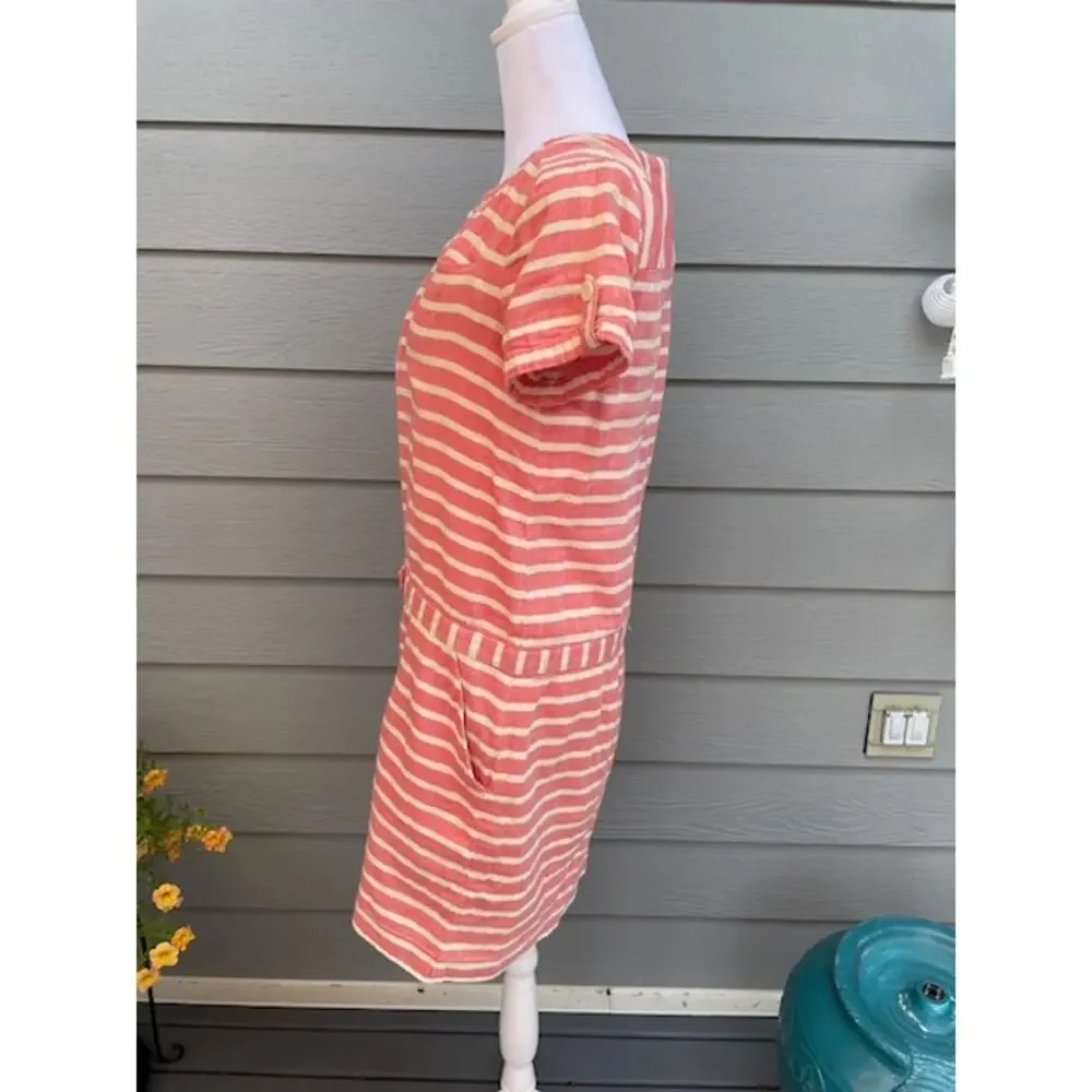 J. Crew Size 4‎ Dress Peaches & Cream Short Sleeve Half Button Front 100% Cotton